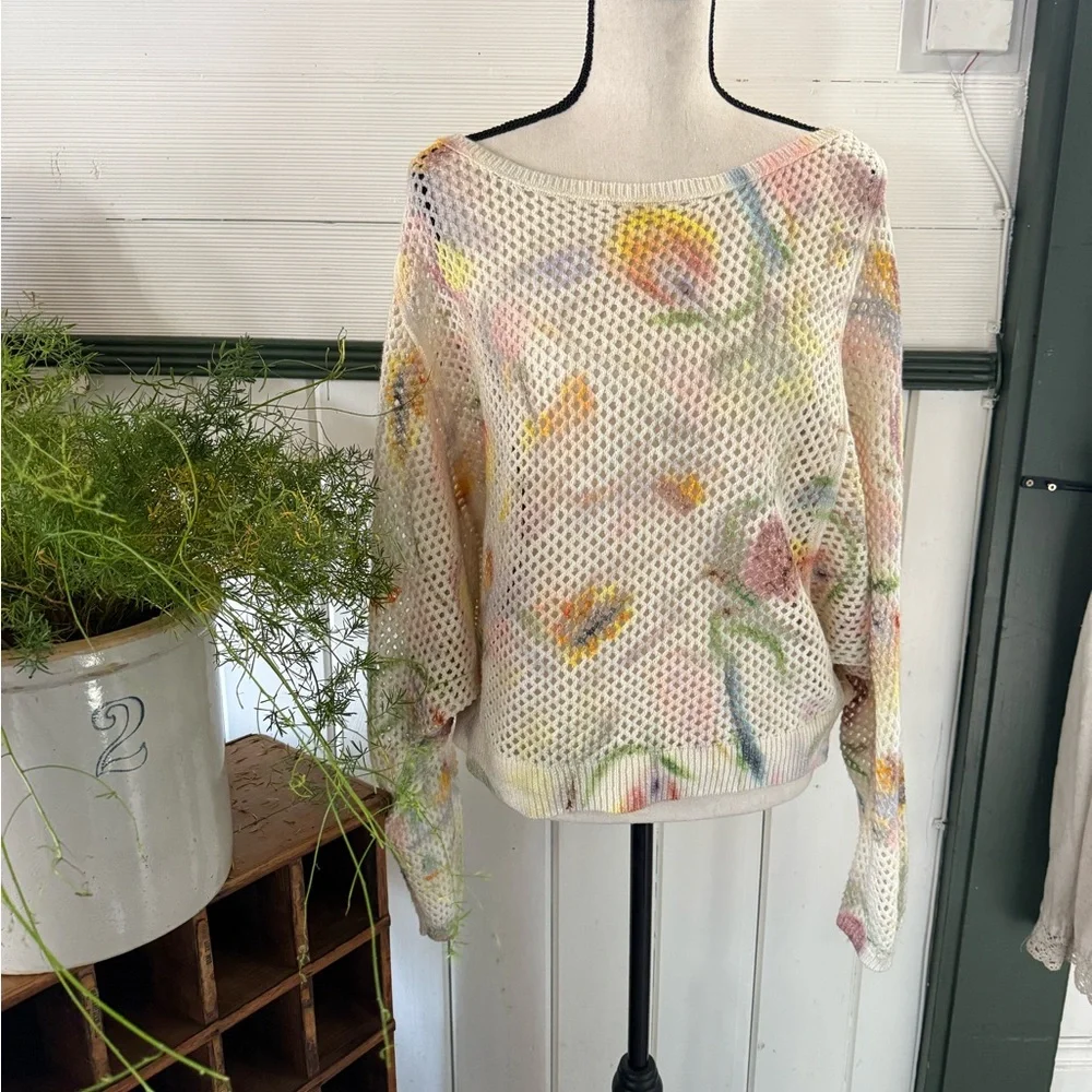 Anthropologie Klaas Jonkman Mesh-Stitch Crew-Neck Sweater